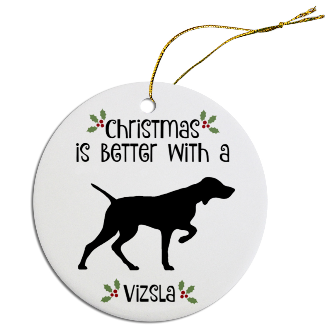 Breed Specific Round Christmas Ornament Vizsla